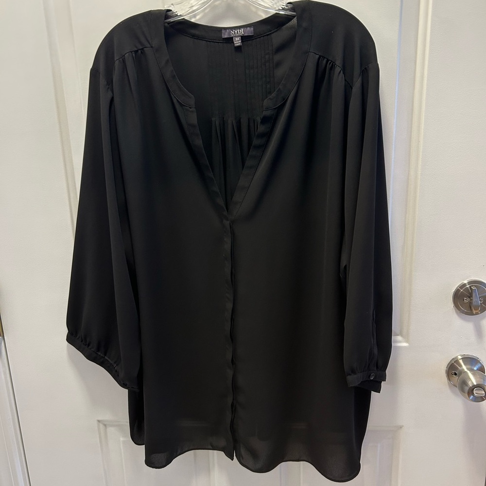 NYDJ Pintuck Blouse 3/4 Sleeves Size 3X